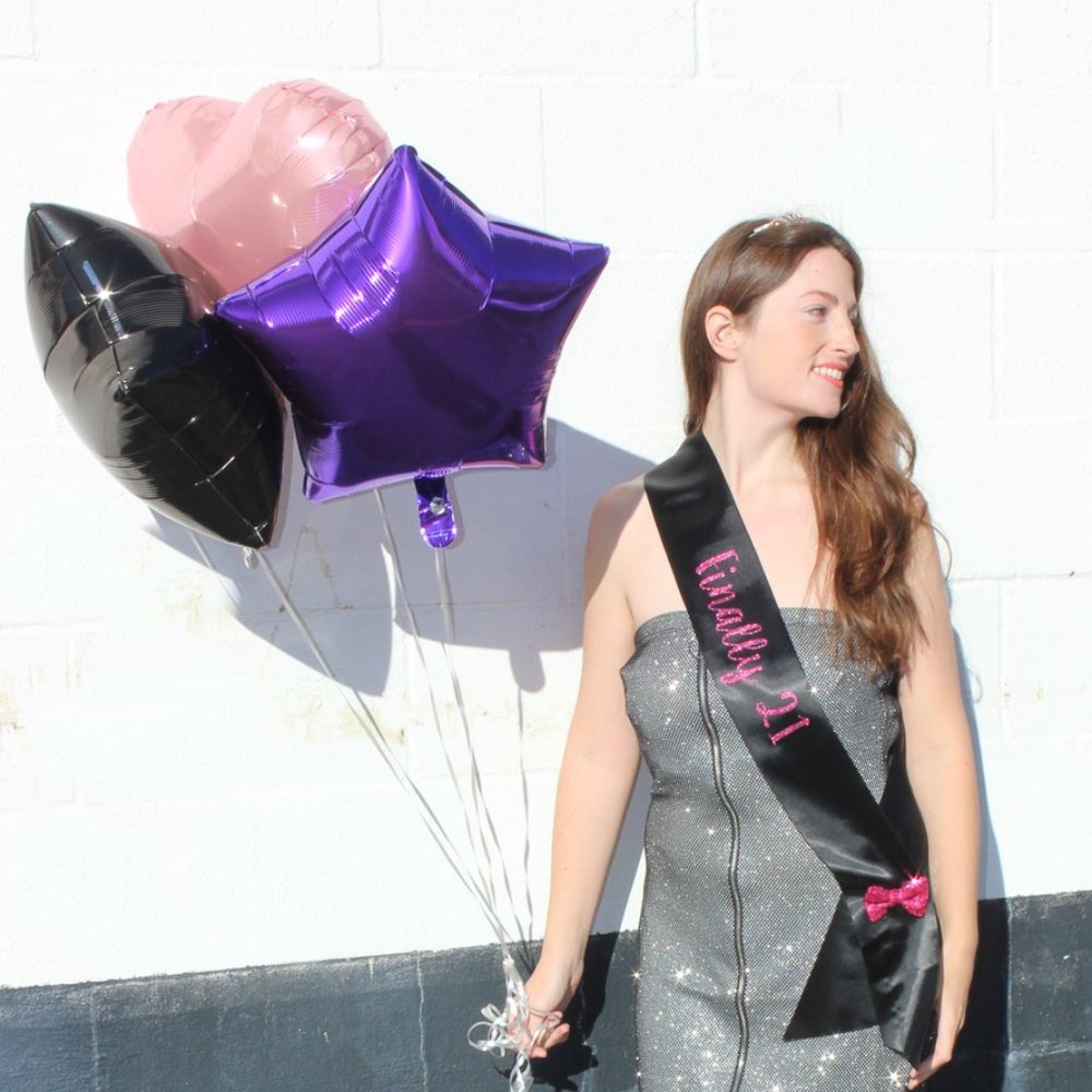Finally 21 Sash with Tiara and a cute Pink Bow
